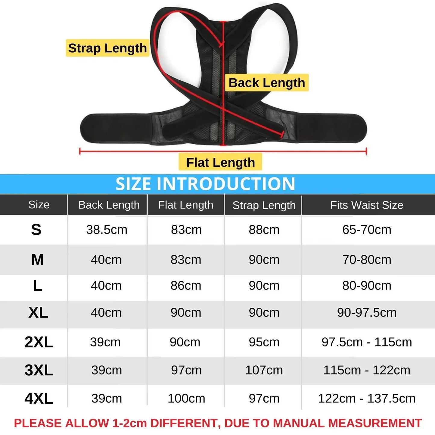 Adjustable Unisex Posture Corrector Brace,Stop Slouching,Back Alignment and Clavicle Support,Hunchback Correction Belt