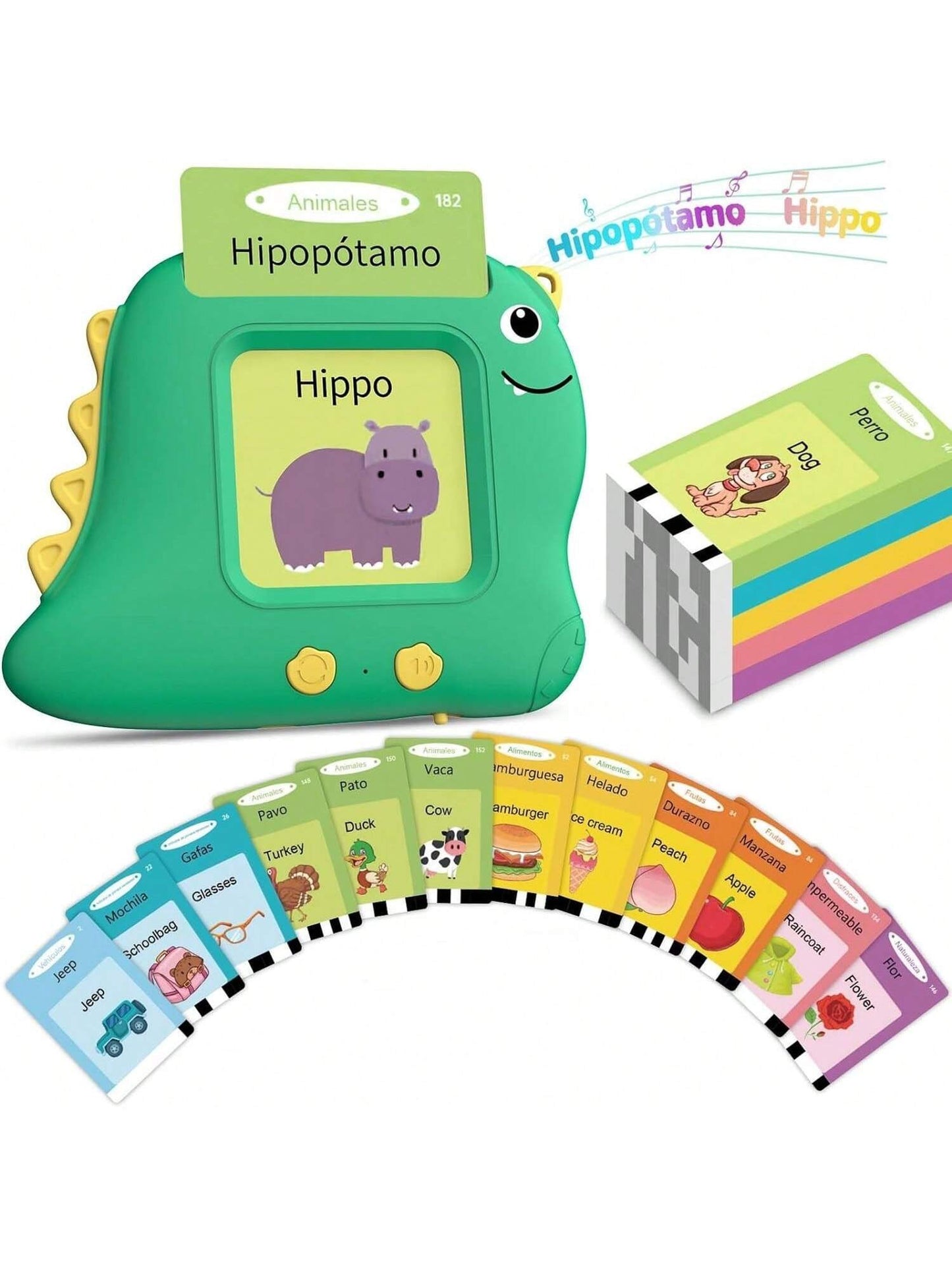 255 Cards 510 Bilingual Words Flash Cards - English & Spanish, Interactive Learning, Early Education Electronic Device Speaking Flashcards for Kids, AR 3D Montessori Learning Toys, Educational Language Therapy, Children Interactive Learning Tools, Bilingual Education Toys, Sensory Learning Teaching Gifts with Funny Illustrations, Compact & Portable (Random Part Colors)